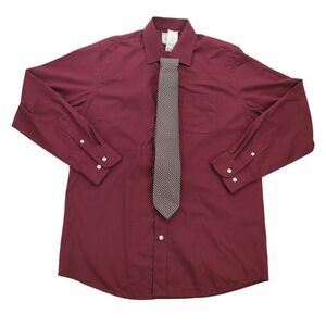 NWT Men's 15-15.5 34/35 Red Classic Fit Bespoke New York Dress Shirt & Tie